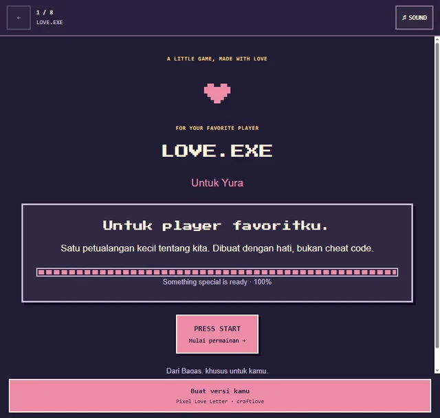 Pratinjau desain Pixel Love Letter
